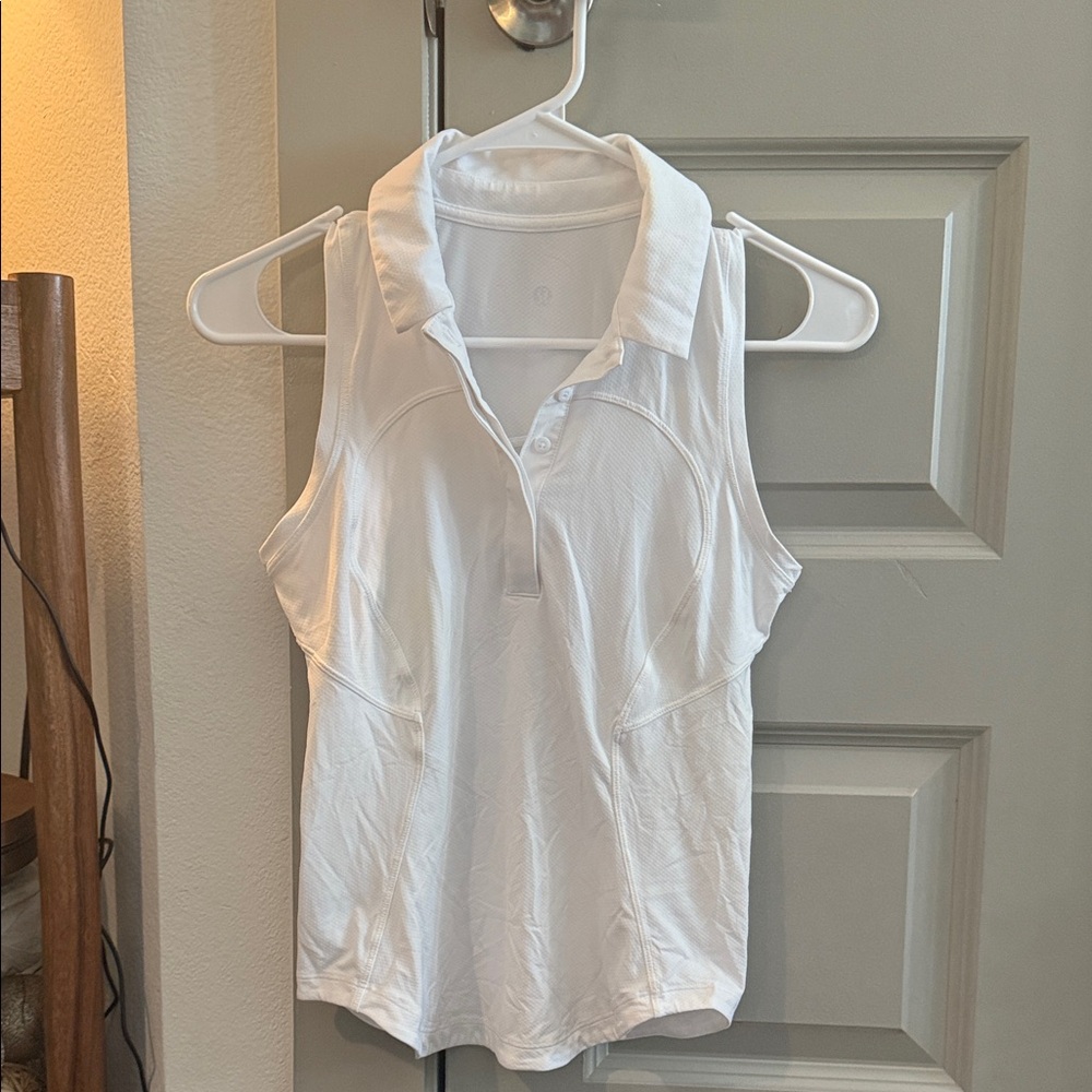 Lululemon Women's White Sleeveless Polo Top